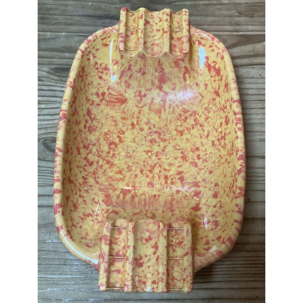 Vintage Irwin Willert #100 Melamine Ashtray Bright Orange Yellow Speck Mod 60’s